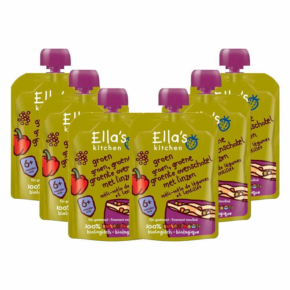 6x Ella's Kitchen Maaltijdzakje 6+ m Groente Ovenschotel Linzen 130 gr