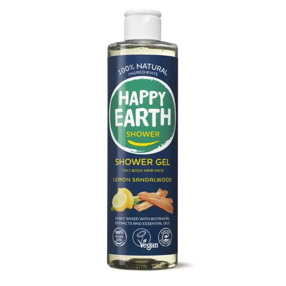 Happy Earth 100% Natuurlijke Douchegel Lemon Sandalwood 300 ml
