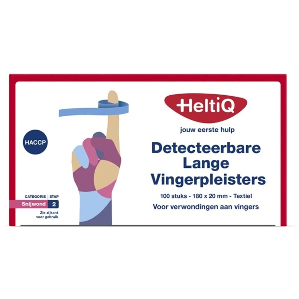2x HeltiQ Vingerpleisters Detecteerbaar 180x20 mm Textiel 100 stuks