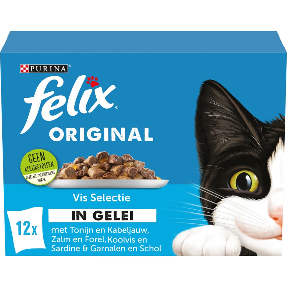 4x Felix Kattenvoer Nat Original Vis Selectie in Gelei 12 x 85 gr