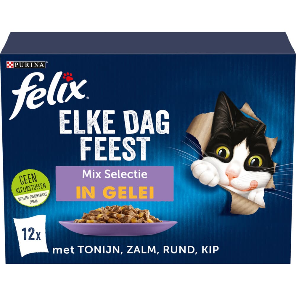 Felix Kattenvoer Nat in Gelei Elke Dag Feest Mix Selectie 12 x 85 gr