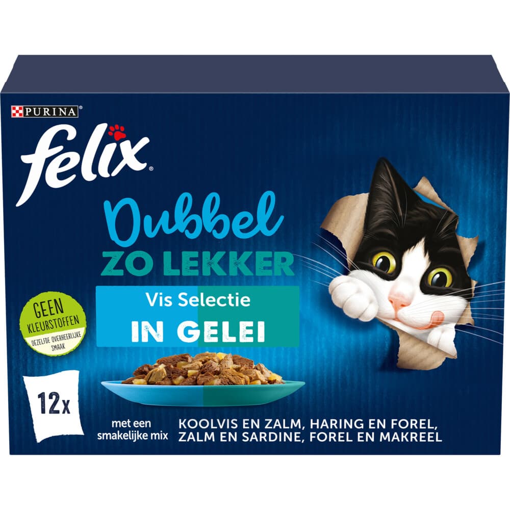 Felix Kattenvoer Nat in Gelei Dubbel Zo Lekker Vis 12 x 85 gr