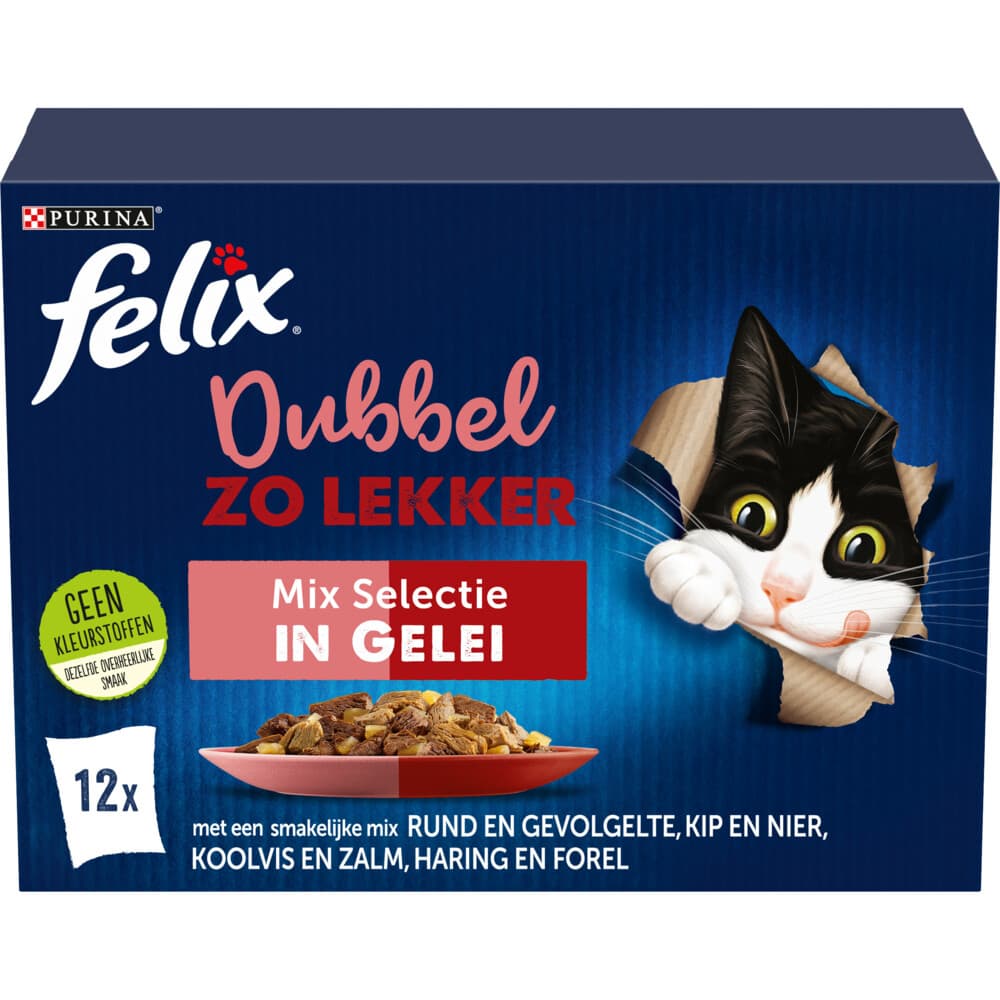 Felix Kattenvoer Nat in Gelei Dubbel Zo Lekker Mix Selectie 12 x 85 gr