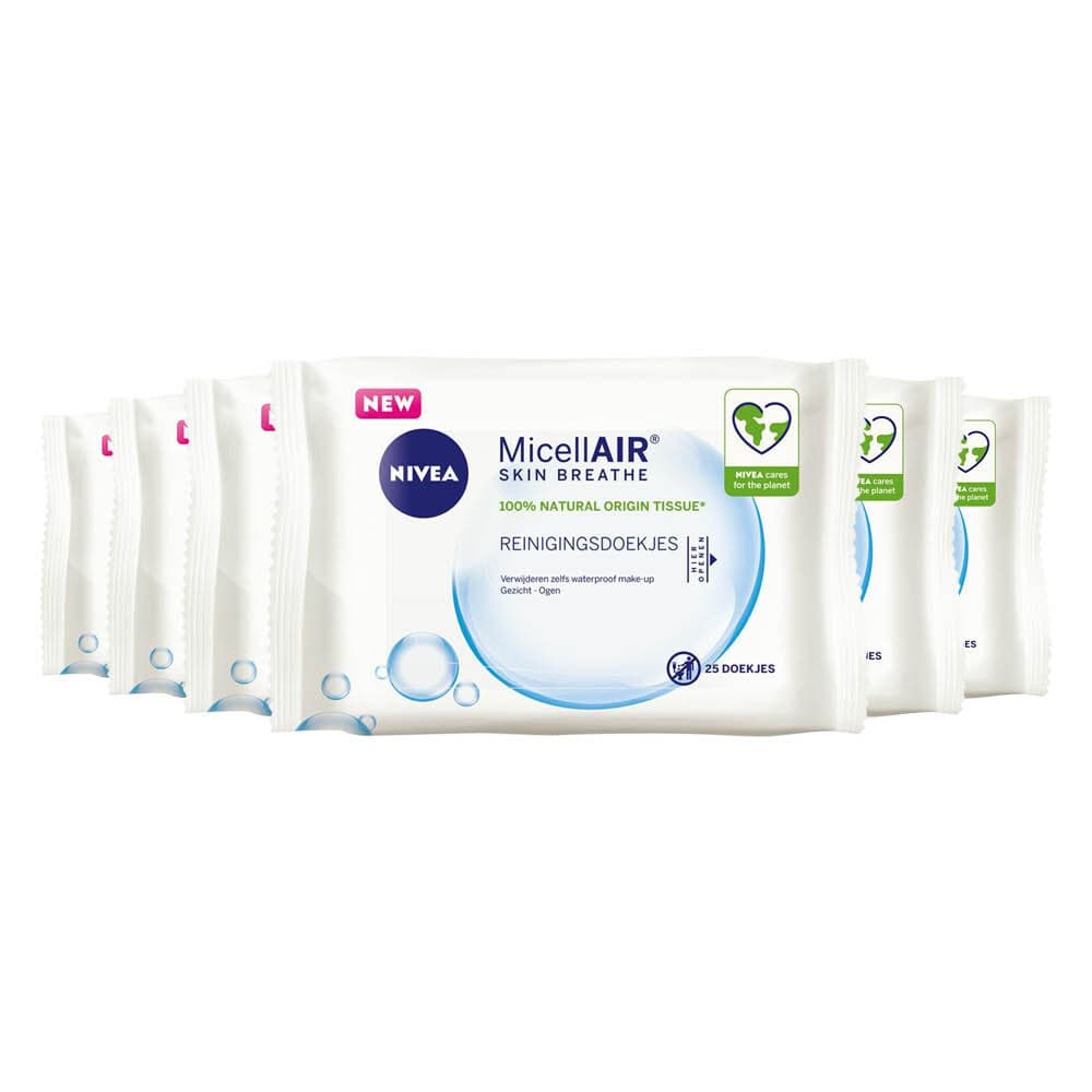 6x NIVEA Reinigingsdoekjes Micellair 25 stuks
