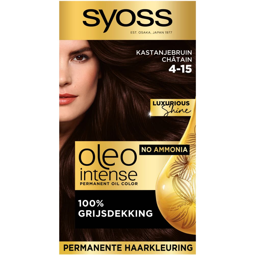 3x Syoss Oleo Intense Haarverf 4-15 Kastanje Bruin