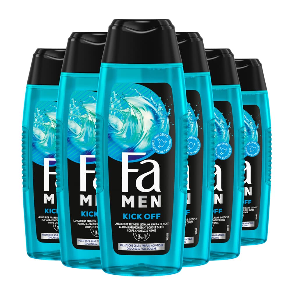 6x Fa Men Douchegel en Shampoo Kick-Off 250 ml