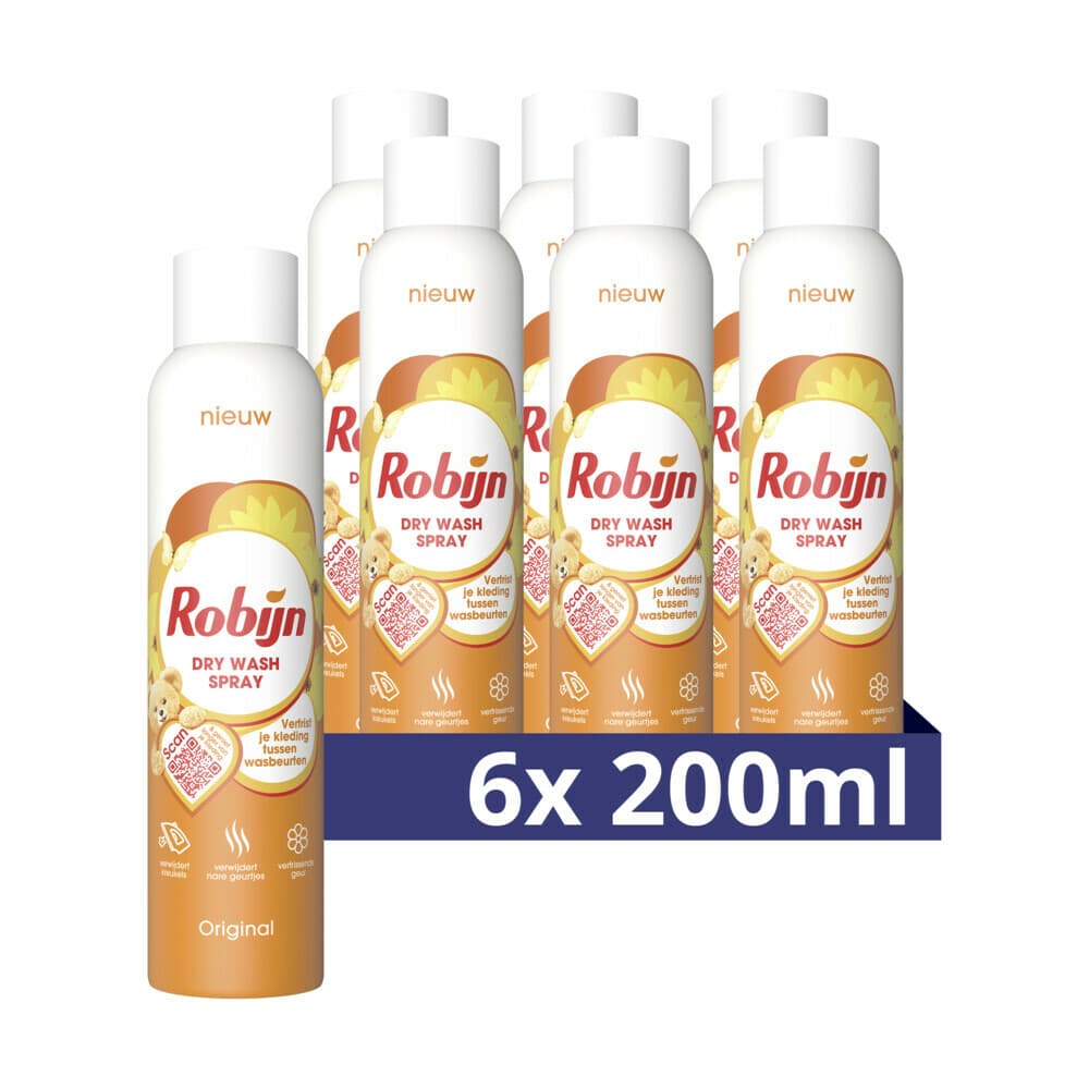 6x Robijn Dry Wash Spray Original 200 ml