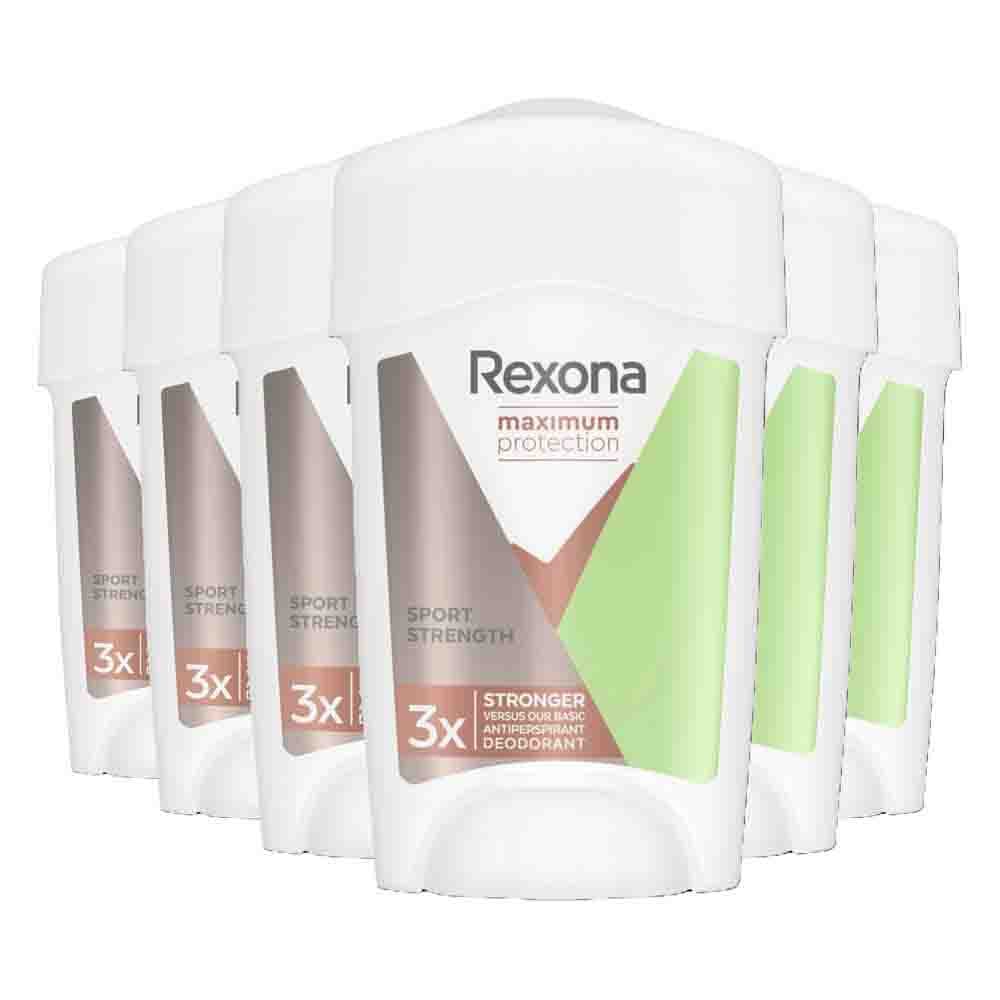 6x Rexona Deodorant Stick Cream Maximum Protection Sport Strength 45 ml