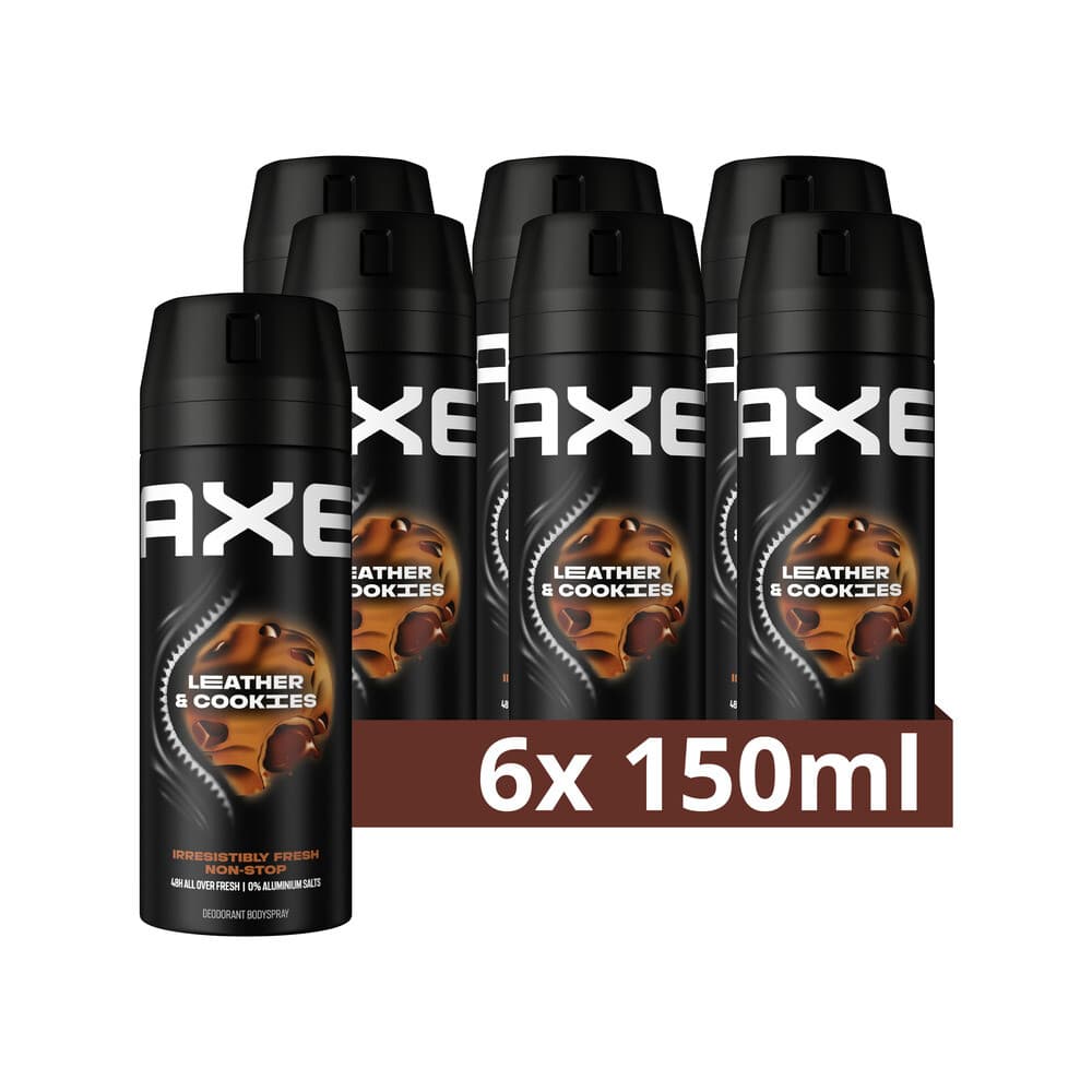 6x Axe Deodorant Bodyspray Leather&Cookies 150 ml