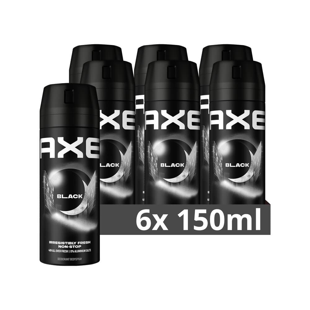 6x Axe Deodorant Bodyspray Black 150 ml
