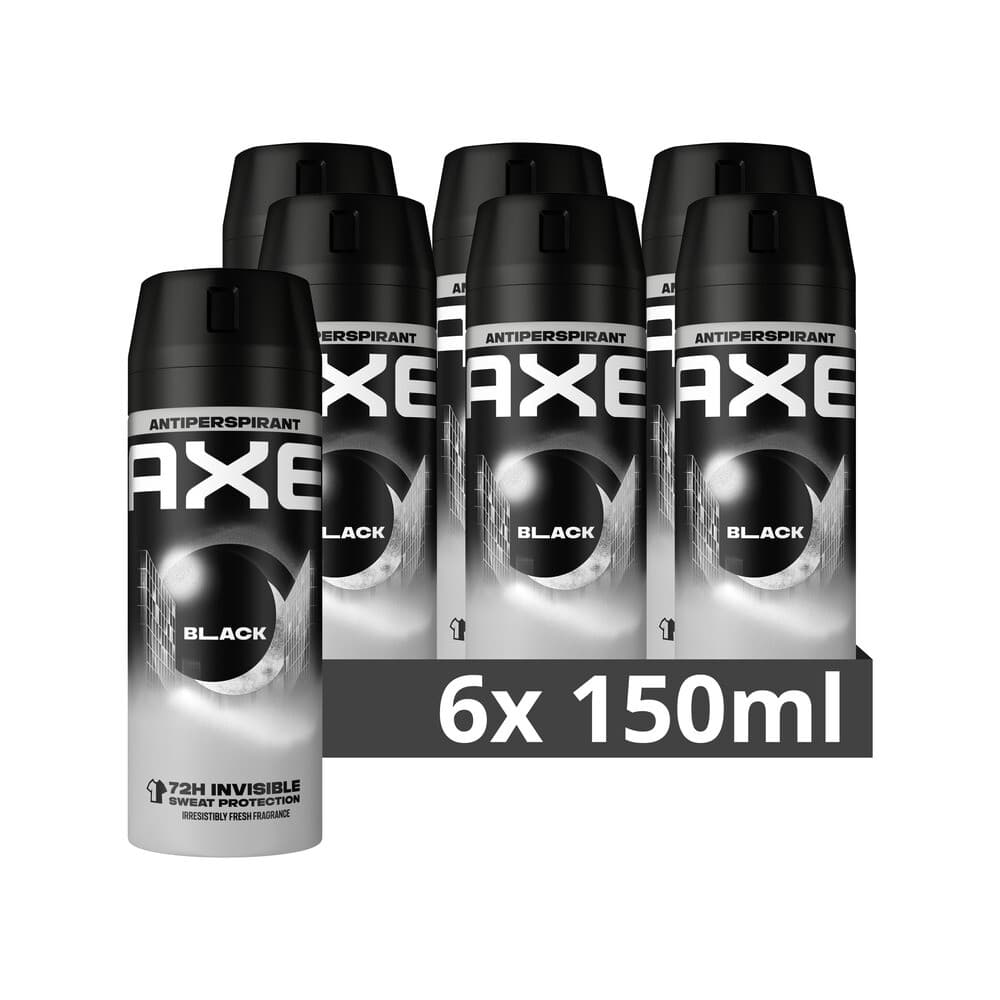 6x Axe Anti-Transpirant Spray Black 150 ml