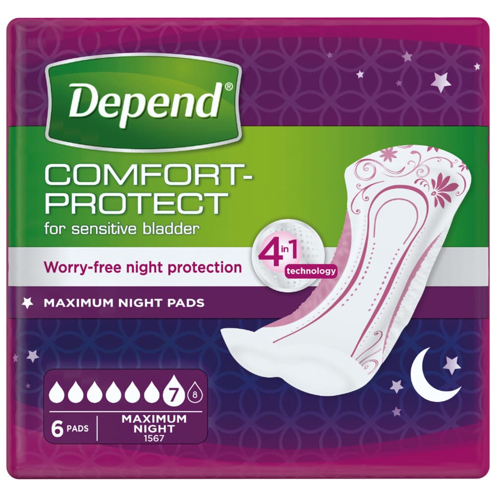 6x Depend Verband Maximum Night 6 stuks