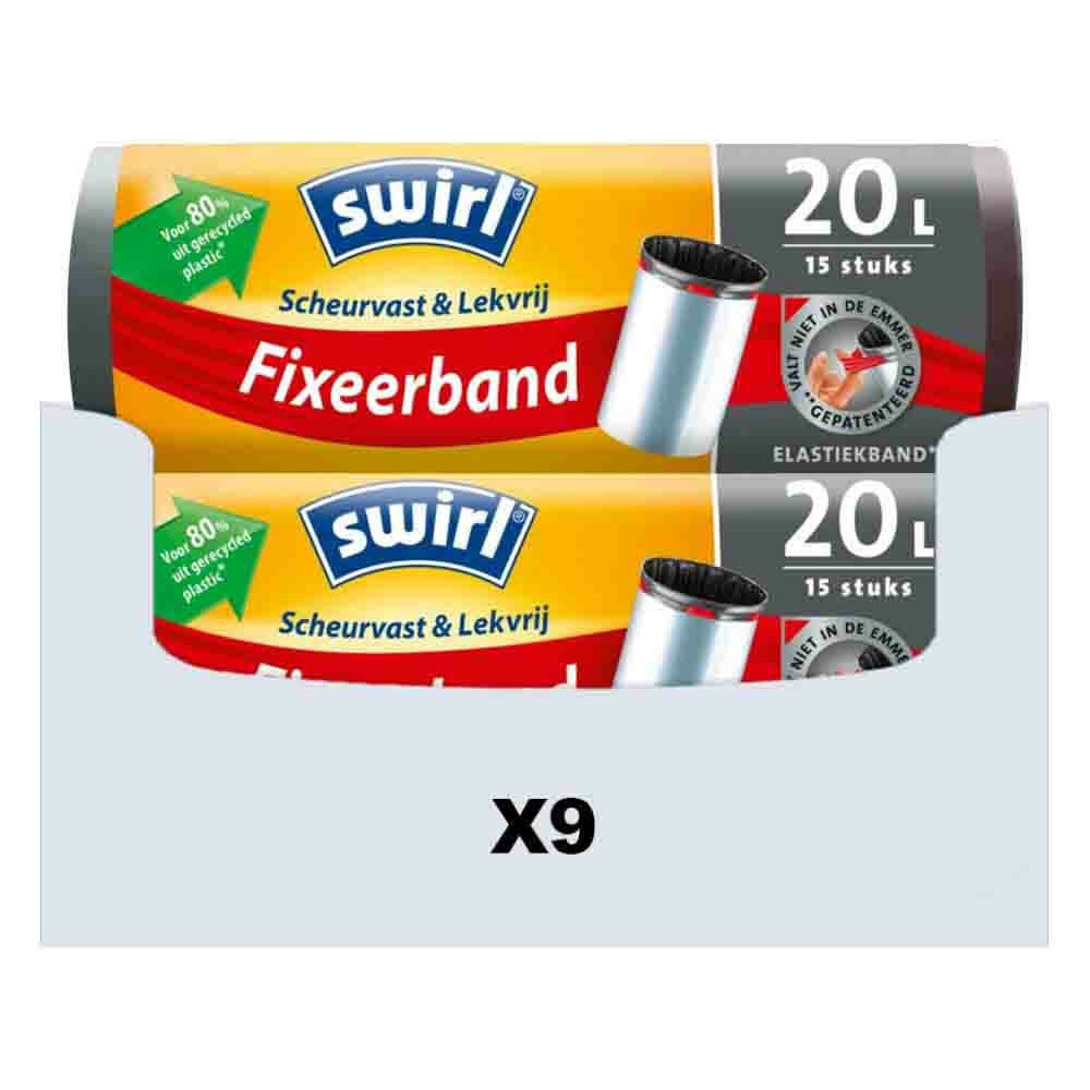 9x Swirl Pedaalemmerzakken met Fixeerband 20 liter 15 stuks