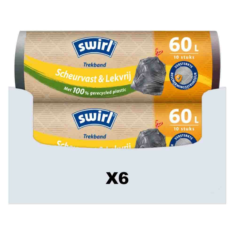 6x Swirl Vuilniszakken met Trekband 60 liter 10 stuks