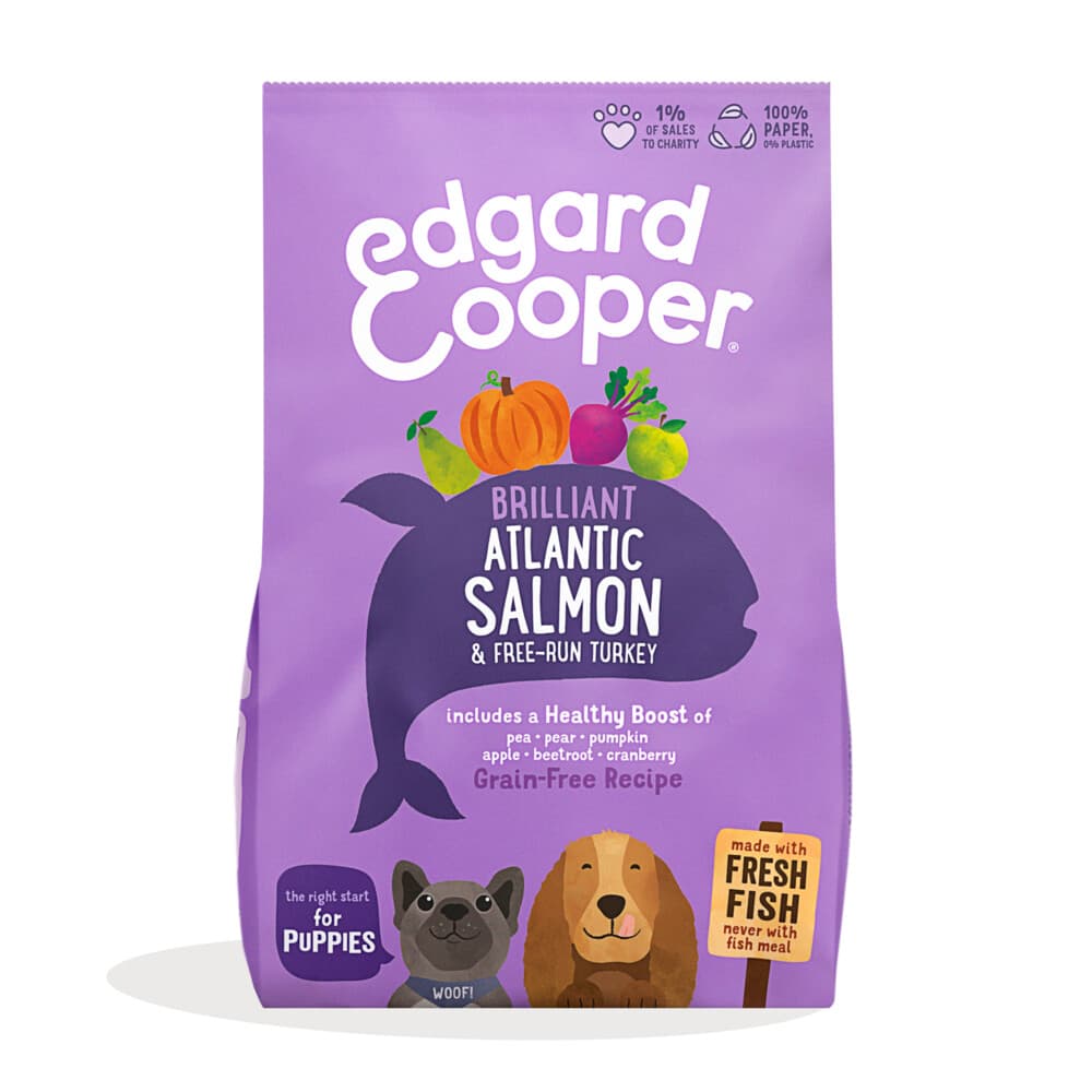4x Edgard&Cooper Hondenvoer Droog Verse Zalm en Kalkoen Puppy 2,5 kg