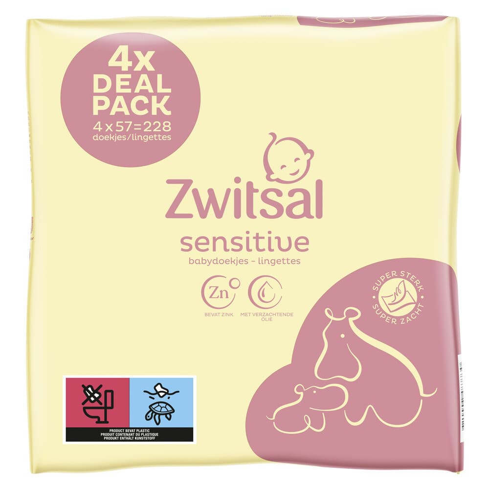 Zwitsal Billendoekjes Sensitive 4x57 = 228 stuks