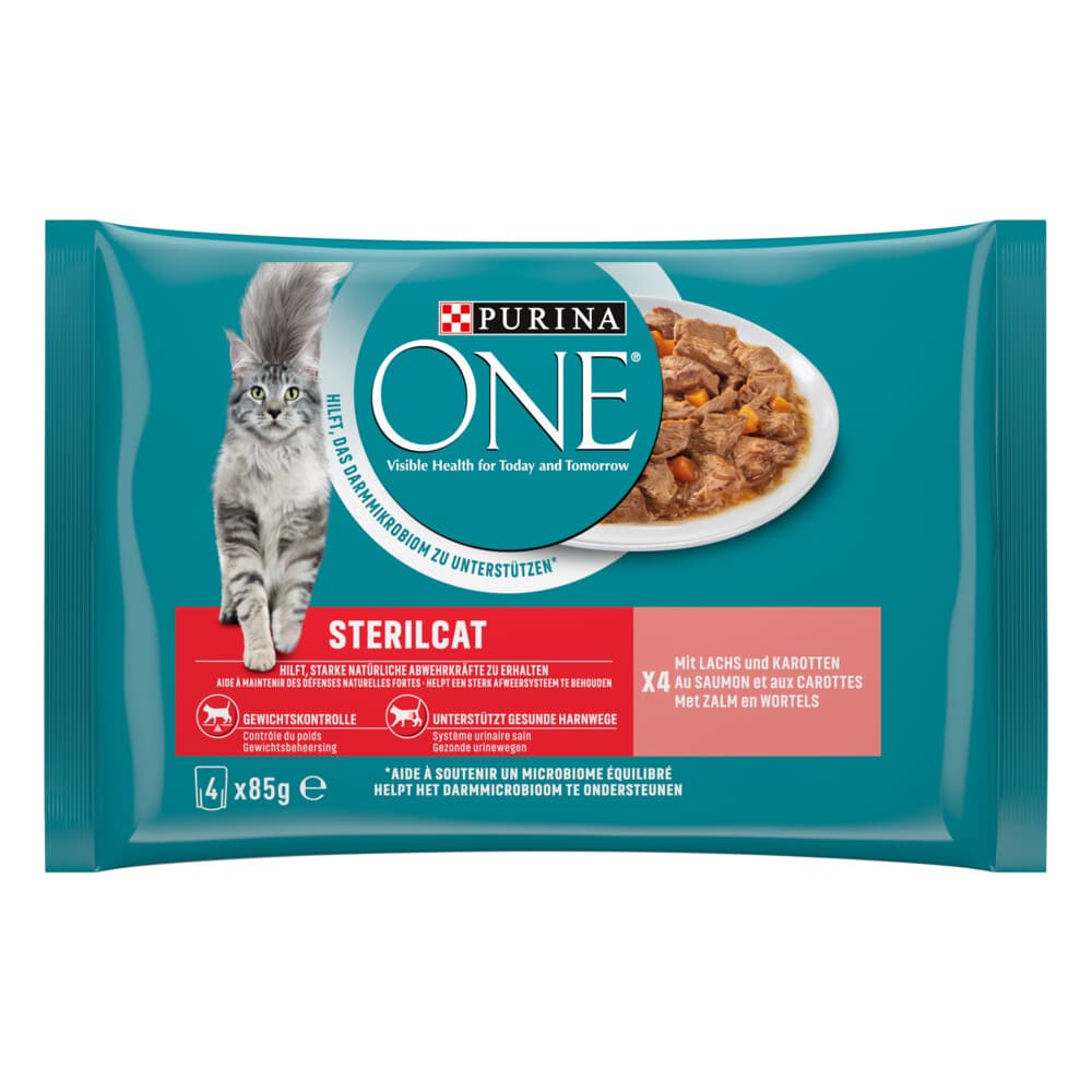 12x Purina ONE Kattenvoer Nat Sterilcat Adult Zalm 4 x 85 gr