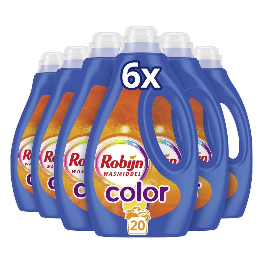 6x Robijn Vloeibaar Wasmiddel Color 20 Wasbeurten 1 liter