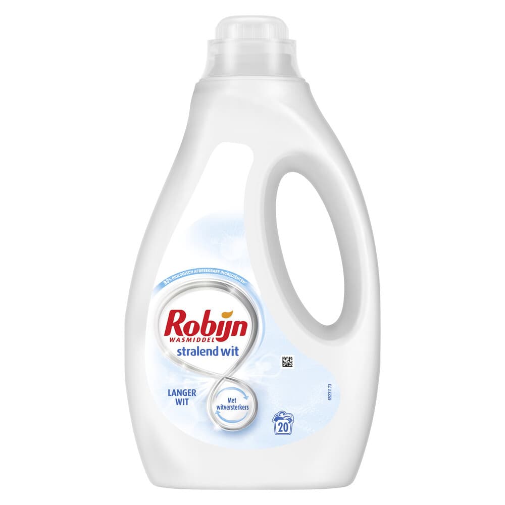 2+1 gratis: Robijn Vloeibaar Wasmiddel Stralend Wit 20 Wasbeurten 1 liter