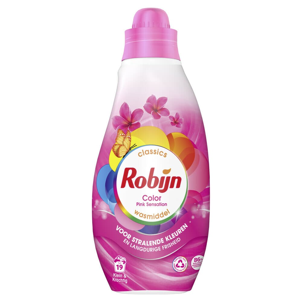2+1 gratis: Robijn Klein&Krachtig Wasmiddel Pink Sensation 19 Wasbeurten 665 ml