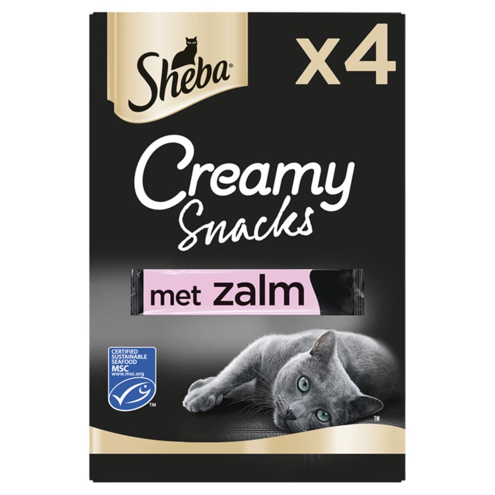 11x Sheba Creamy Snacks Kattensnoepjes Zalm 4 stuks