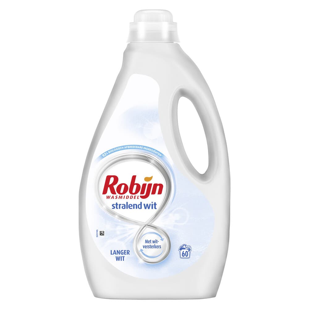 2+1 gratis: Robijn Vloeibaar Wasmiddel Stralend Wit 60 Wasbeurten 3 liter