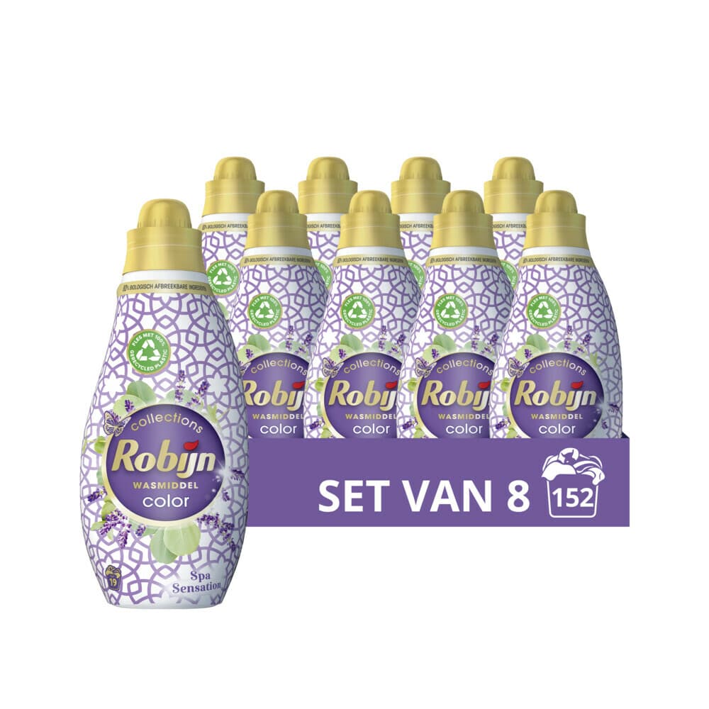 8x Robijn Klein&Krachtig Wasmiddel Spa Sensation 19 Wasbeurten 665 ml