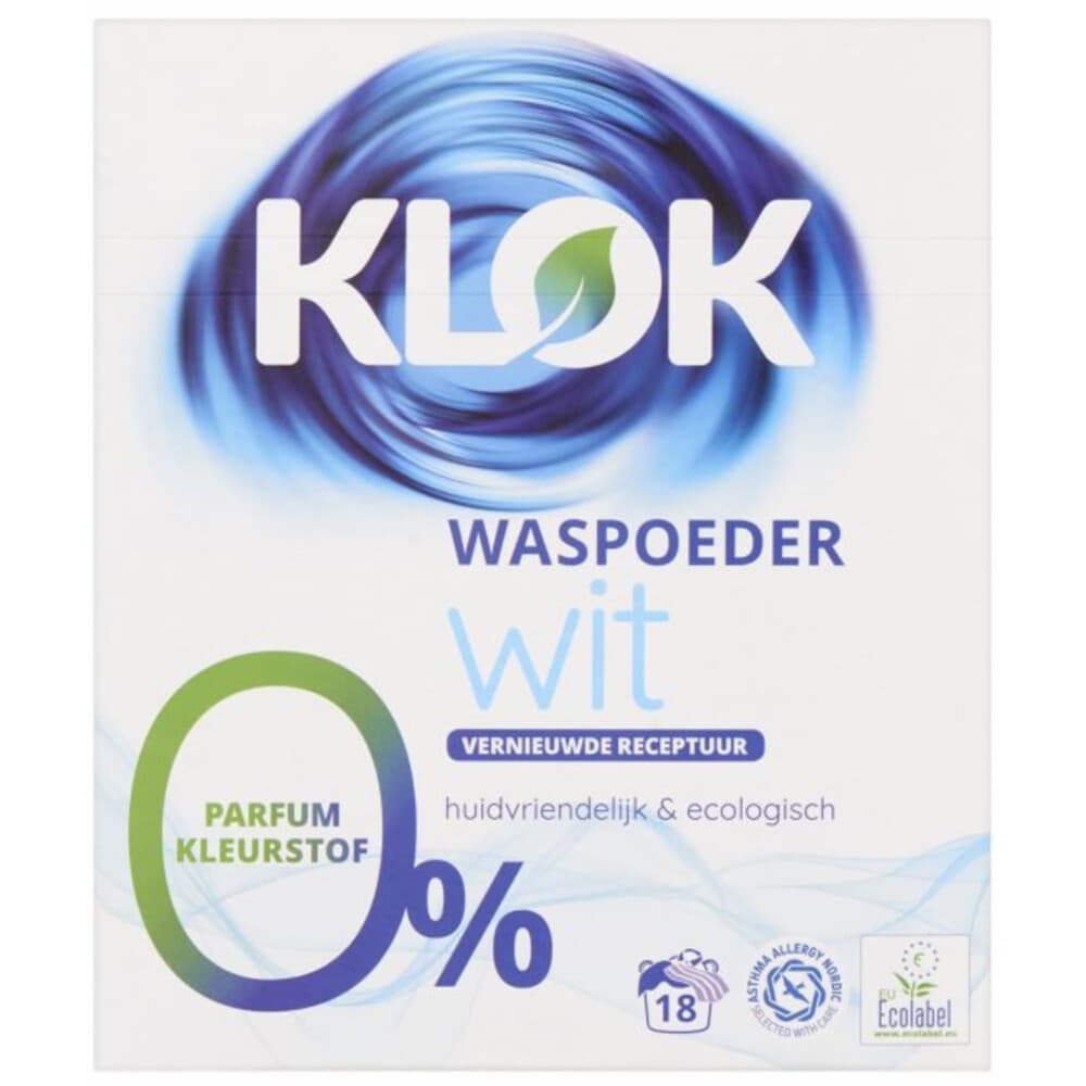 Klok Waspoeder Eco Wit 18 Wasbeurten 1,17 kg