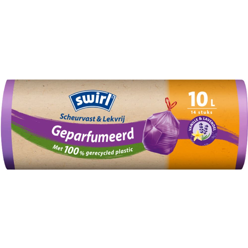 Swirl Pedaalemmerzakken Geparfumeerd Vanille&Lavendel met Trekband 10 liter 14 stuks