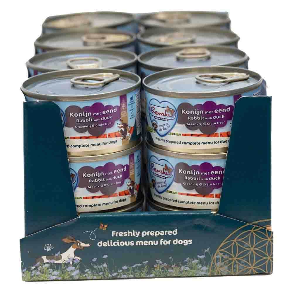 24x Renske Vers Gestoomd Complete Menu Hondenvoer Nat Eend - Konijn Graanvrij 95 gr