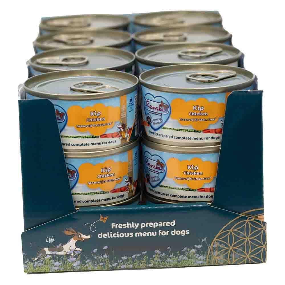 24x Renske Vers Gestoomd Complete Menu Hondenvoer Nat Kip Graanvrij 95 gr