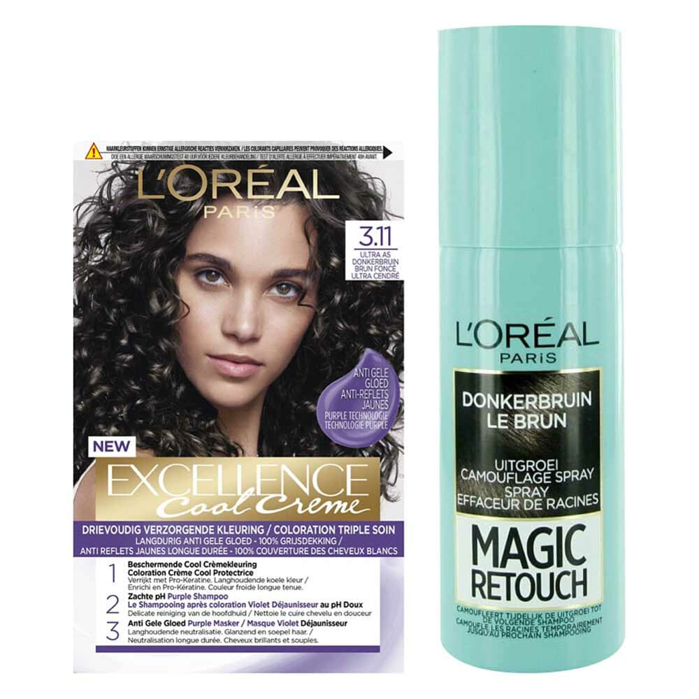 L'Oréal Cool Cream - Donkerbruin + Uitgroeispray Pakket