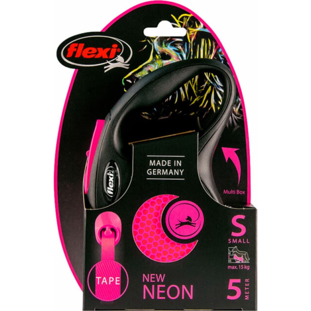 Flexi Rollijn New Neon Tape 5 mtr tot 15 kg Roze