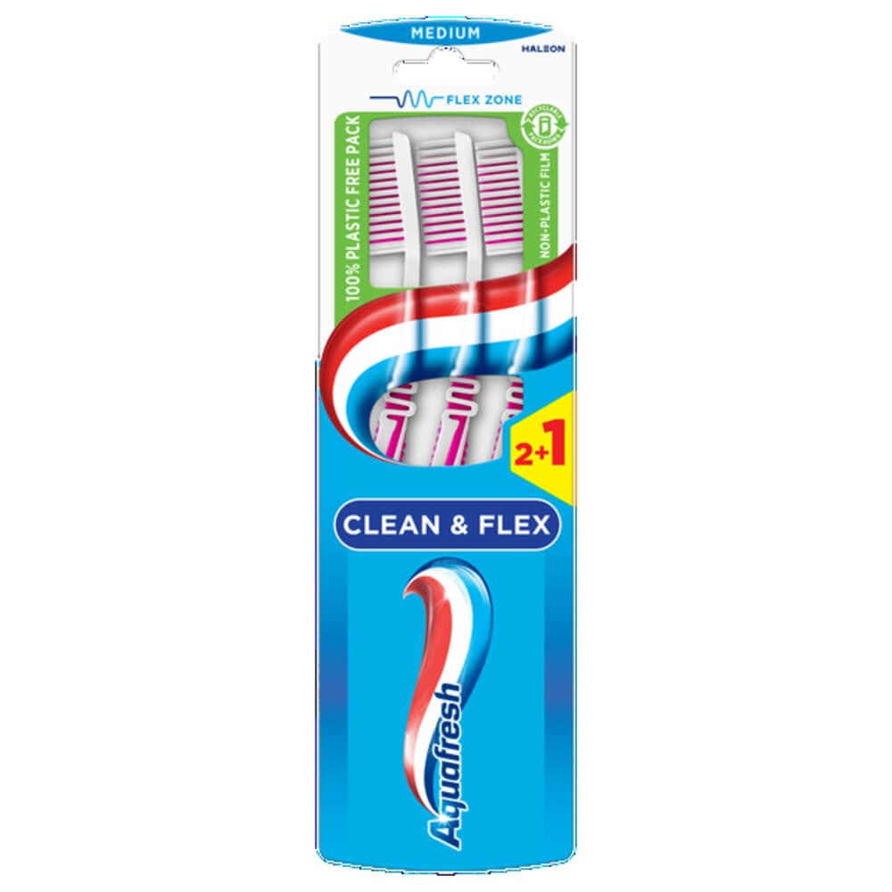 Aquafresh Tandenborstel Clean&Flex Medium 3 stuks