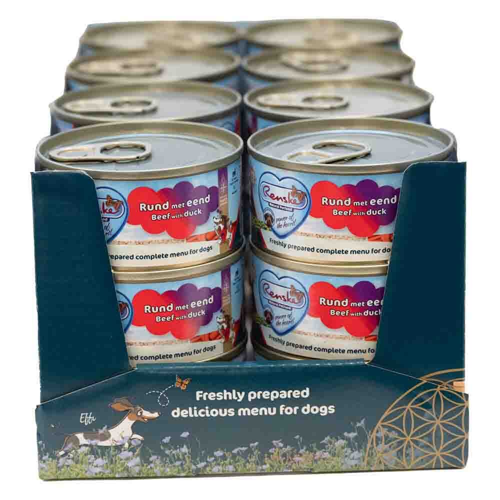 24x Renske Vers Gestoomd Complete Menu Hondenvoer Nat Rund - Eend 95 gr