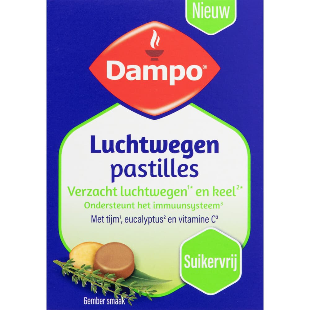 3x Dampo Luchtwegen Pastilles Suikervrij 24 zuigtabletten