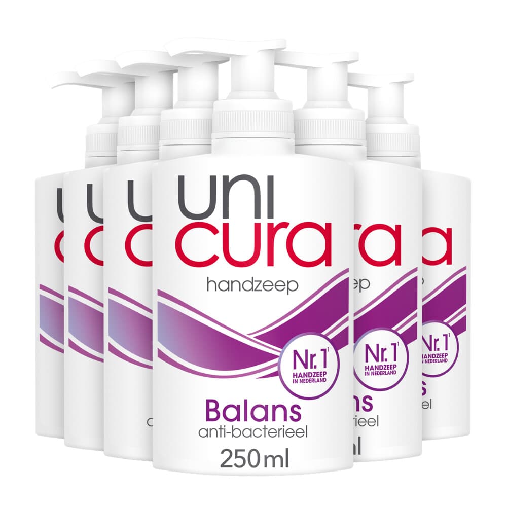 6x Unicura Vloeibare Handzeep Anti Bacterieel Balans 250 ml
