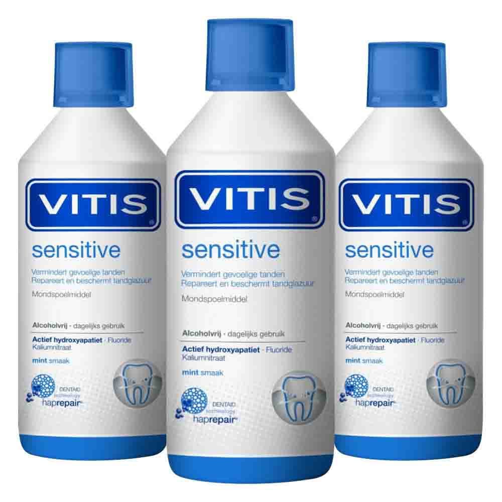 3x Vitis Mondwater Sensitive 500 ml