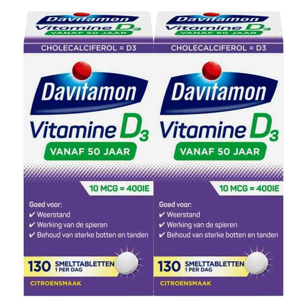 Gratis Verzending: 2x Davitamon Vitamine D3 Vanaf 50 Jaar 130 smelttabletten