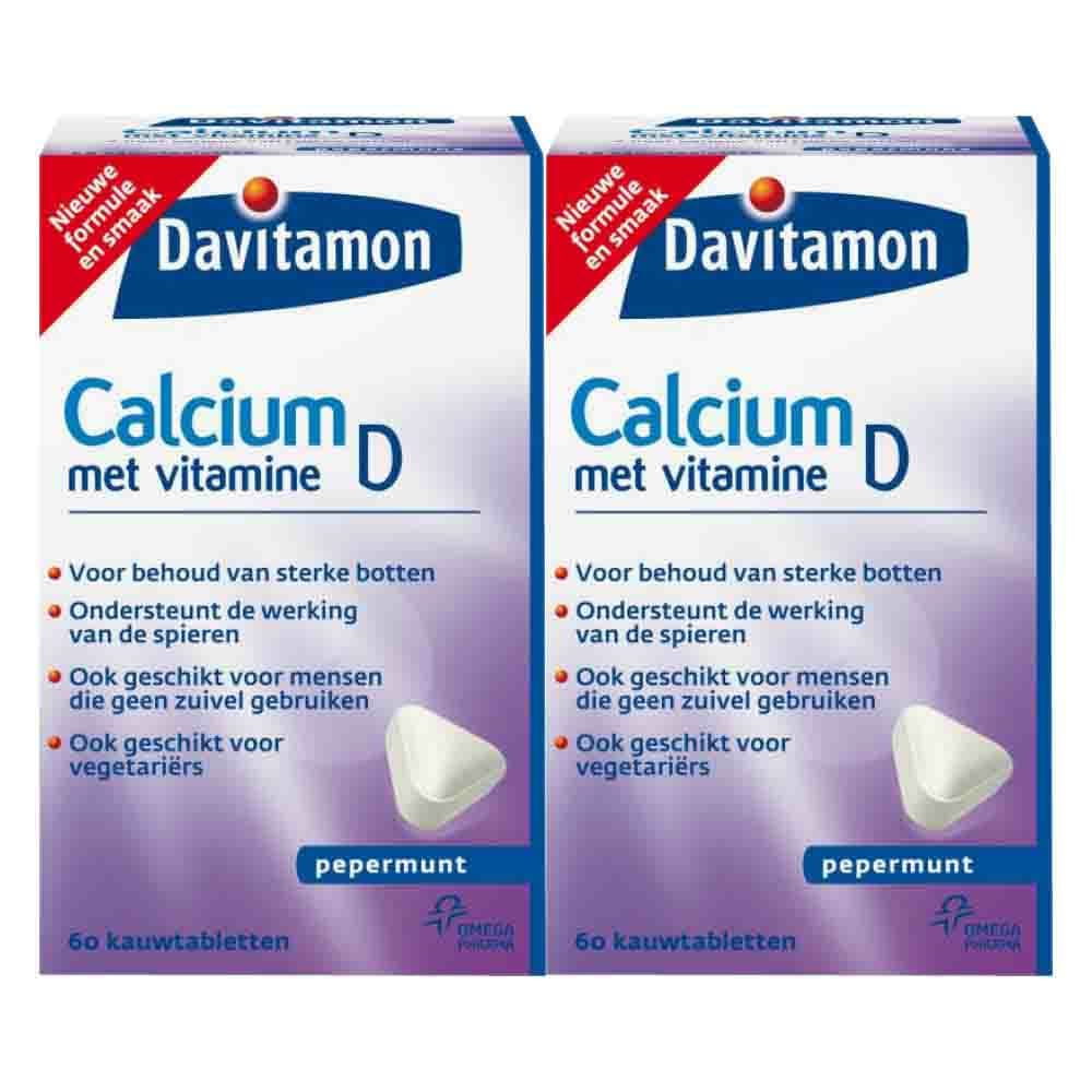 Gratis Verzending: 2x Davitamon Calcium Vitamine D3 Pepermunt 60 kauwtabletten