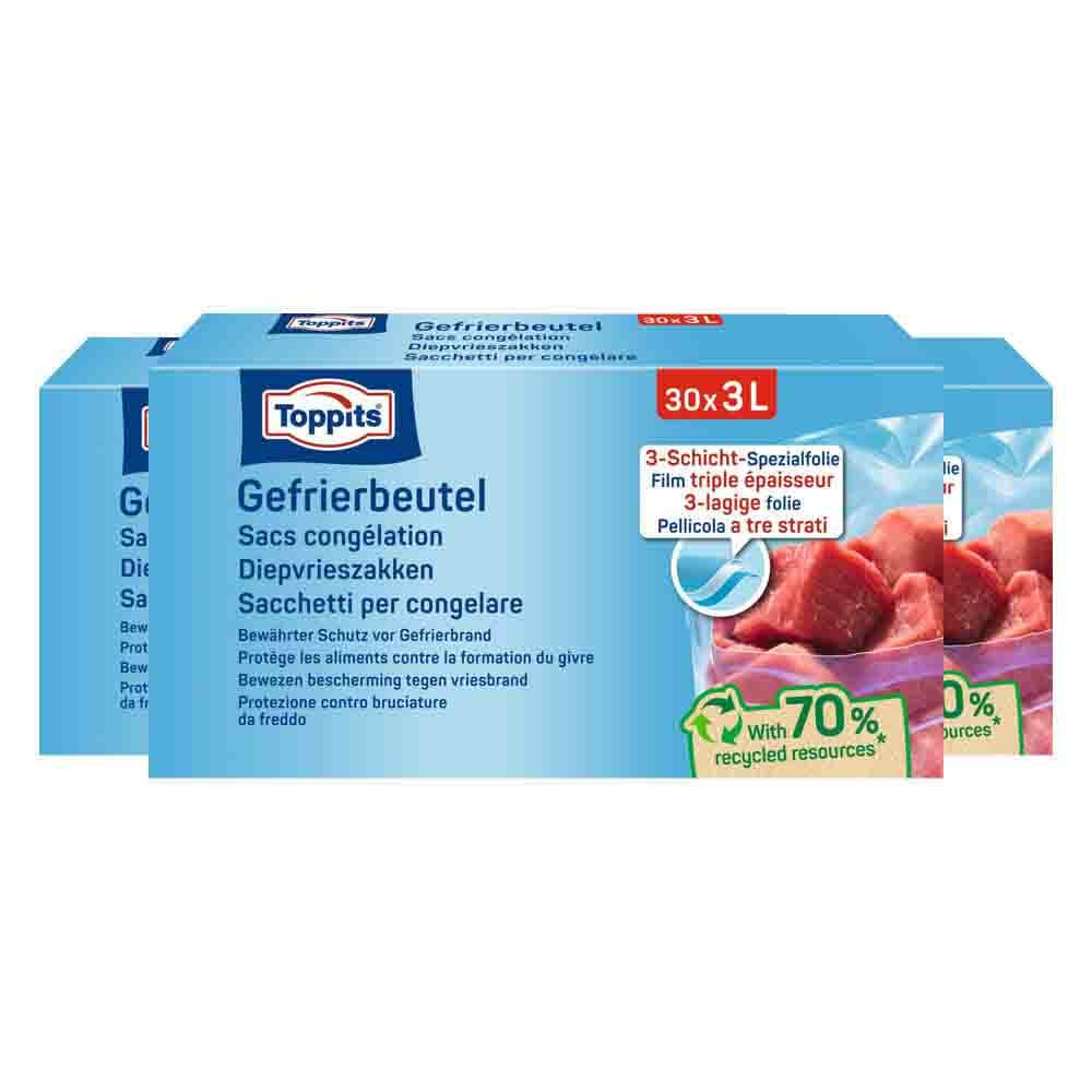 3x Toppits Diepvrieszakjes 3 liter 30 stuks