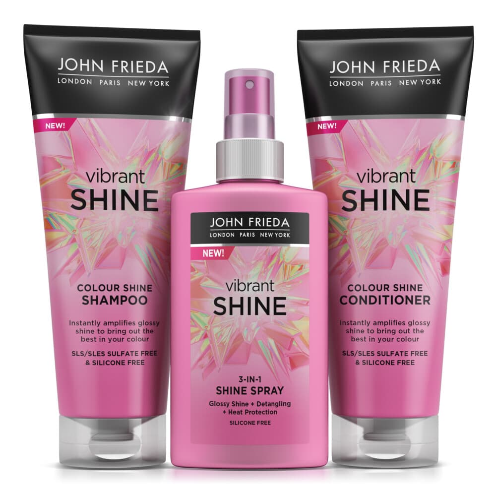John Frieda Vibrant Shine - Shampoo 1x 250 ml&Conditioner 1x 250 ml&Shine Spray 1x 150 ml - Pakket