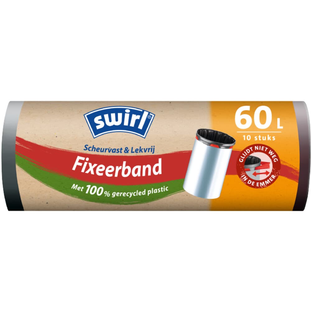 Swirl Pedaalemmerzakken met Fixeerband 60 liter 10 stuks