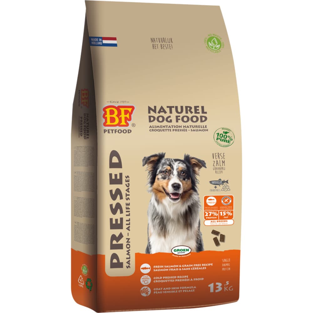 BF Petfood Vleesbrok Geperst Hondenbrokken Zalm 13,5 kg