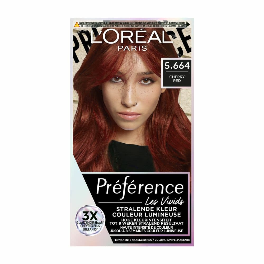 3x L'Oréal Preference Vivids Permanente Haarkleuring 5.664 Cherry Red
