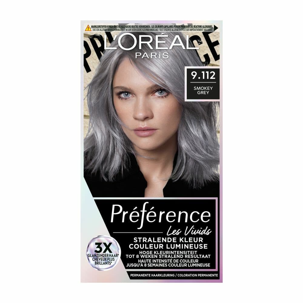 6x L'Oréal Preference Vivids Permanente Haarkleuring 9.112 Smokey Grey