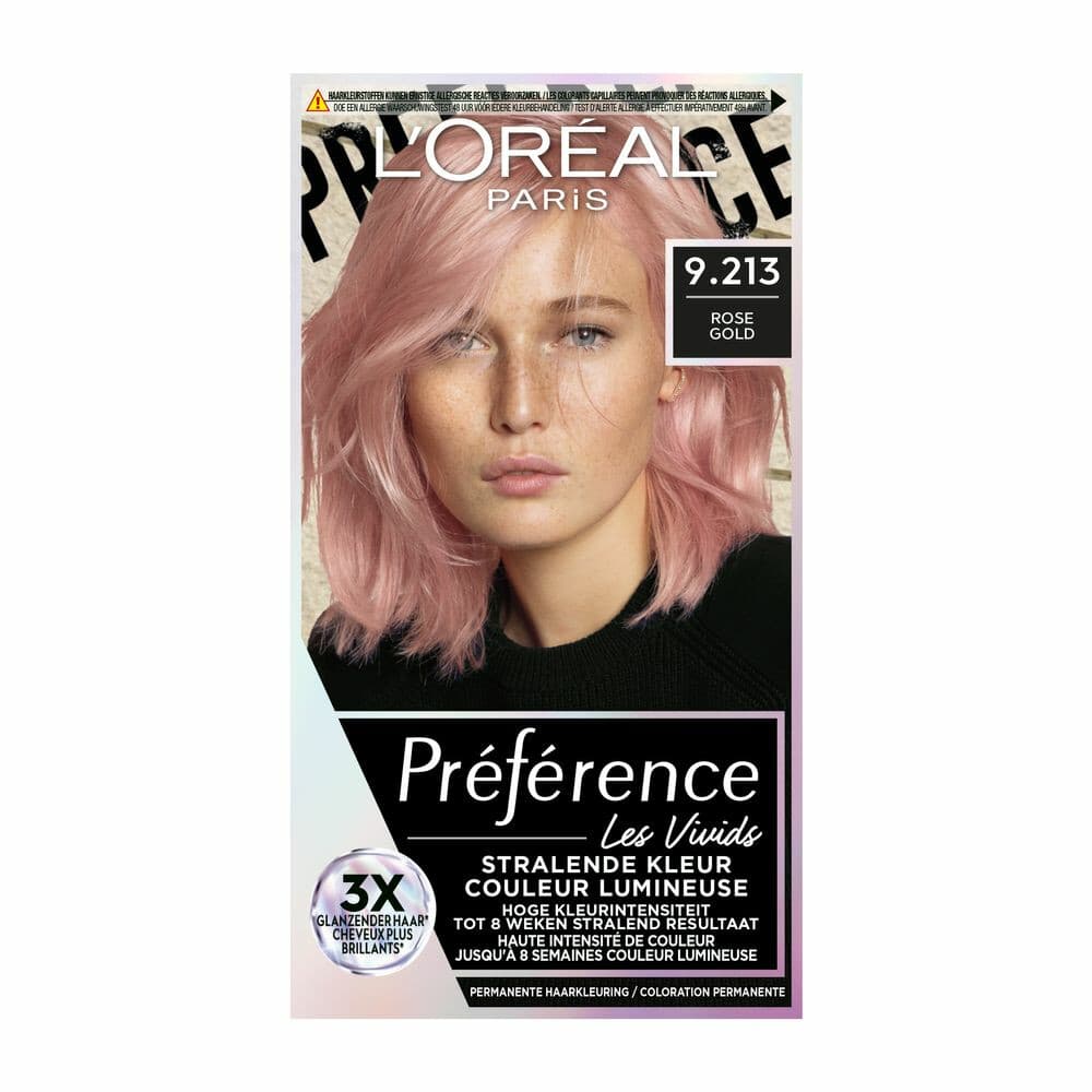 6x L'Oréal Preference Vivids Permanente Haarkleuring 9.213 Rose Gold