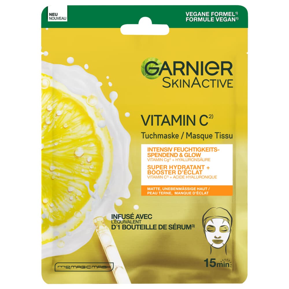 3x Garnier SkinActive Vitamine C Sheet Masker