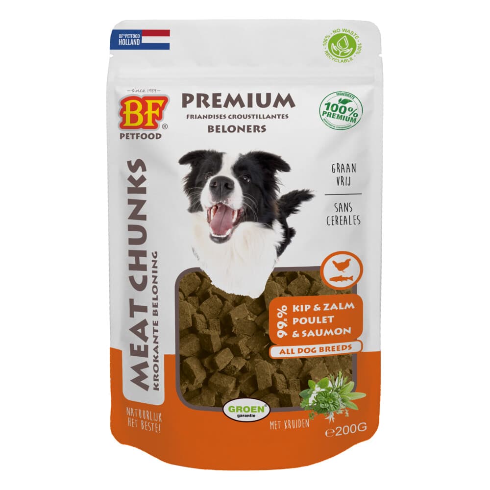 BF Petfood Meat Chunks Kip - Zalm 200 gr