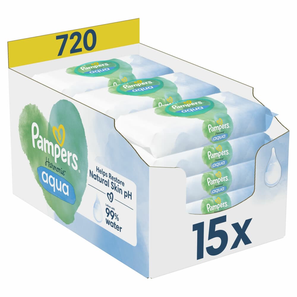 Pampers Billendoekjes Harmonie Aqua 15x48 = 720 stuks